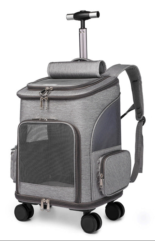 Tragbare faltbare Trolley Haustier Rucksack Reisen Katze Rucksack mit Universal Rad Trolley Haustier Tasche