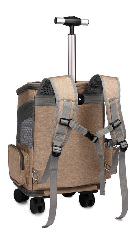 Tragbare faltbare Trolley Haustier Rucksack Reisen Katze Rucksack mit Universal Rad Trolley Haustier Tasche