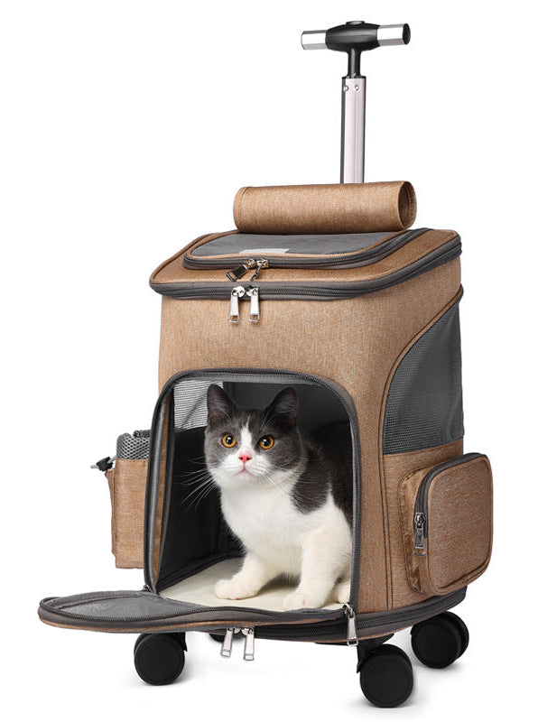 Tragbare faltbare Trolley Haustier Rucksack Reisen Katze Rucksack mit Universal Rad Trolley Haustier Tasche