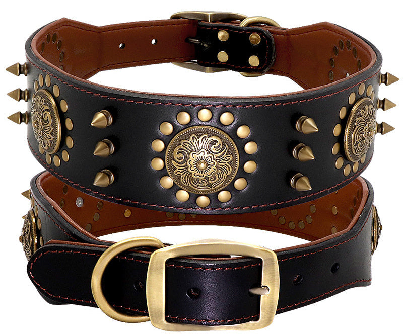 Hundehalsband aus Leder mit Nieten für große Hunde, Anti-Biss-Hundehalsband mit Nieten