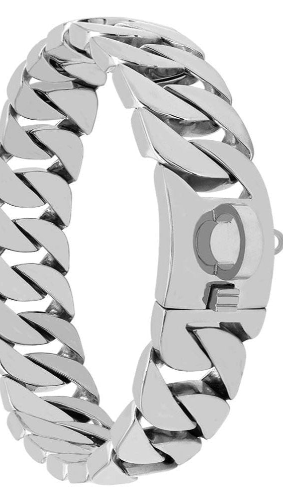 Edelstahl Halsband für große Hunde, robustes, splitter glänzendes Metall, 3 mm x 50 cm, modernes Design