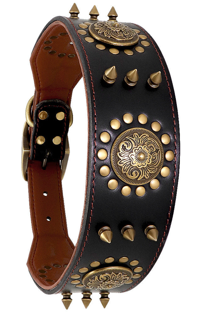 Hundehalsband aus Leder mit Nieten für große Hunde, Anti-Biss-Hundehalsband mit Nieten