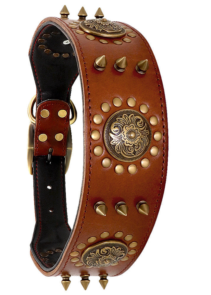 Hundehalsband aus Leder mit Nieten für große Hunde, Anti-Biss-Hundehalsband mit Nieten