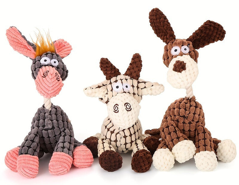 Quietschendes Hundespielzeug-Set für Welpen, süßes, weiches, langlebiges Plüsch-Kauspielzeug für Hunde mit Quietschern zur Zahnreinigung, für kleine und mittelgroße Hunde