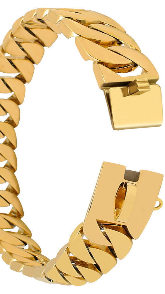 goldfarbenes Edelstahl Halsband für große Hunde mit stabilem Verschluss