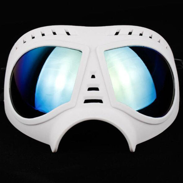 Haustier Sonnenbrille für Hunde mit weißem Rahmen und verspiegelten Gläsern, Größe L