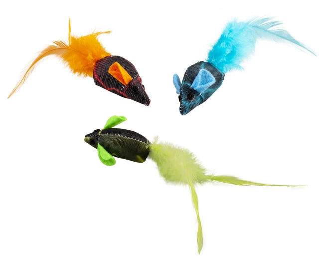 Duvoplus Cat Toy Flash Mäuse mit Federn - 3 Stück
