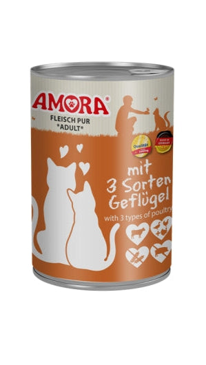 Amora Cat Dose Fleisch Pur 3 Sorten Geflügel 400g