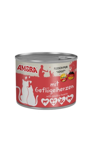 Amora Cat Dose Fleisch Pur mit Geflügelherzen