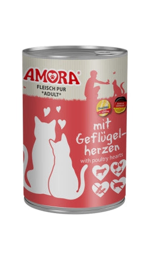 Amora Cat Dose Fleisch Pur mit Geflügelherzen