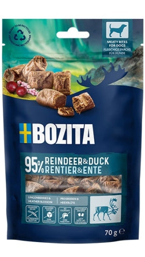 Bozita Dog Snack Meaty Bites Rentier & Ente 70g