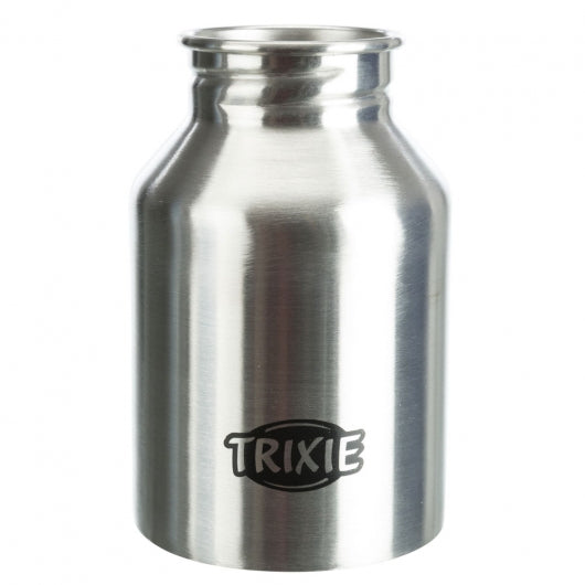 Trixie Edelstahl-Flasche stainless steel water bottle with bowl-shaped lid for travel use