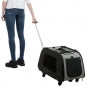 Trixie Trolley mit abnehmbarem Fahrwerk für kleinen Hund oder Katze, schwarzer Nylon-Transportwagen mit Teleskopgriff und Tragegriff, inklusive Netzfenstern und herausnehmbarer Lammfellbodenplatte