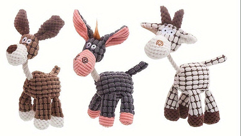 Quietschendes Hundespielzeug-Set für Welpen, süßes, weiches, langlebiges Plüsch-Kauspielzeug für Hunde mit Quietschern zur Zahnreinigung, für kleine und mittelgroße Hunde