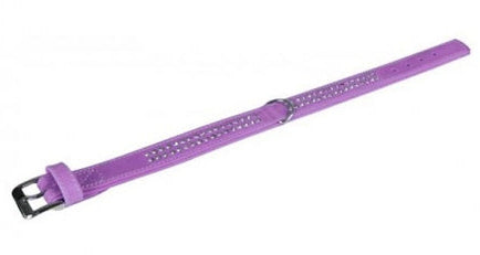 Karlie Buffalo Strass-Halsband purple buffalo leather dog collar with two rows of rhinestones and chrome buckle